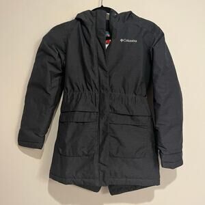 Columbia Girls Winter Jacket Coat Charcoal Gray Hooded Omni-Heat Parka Medium